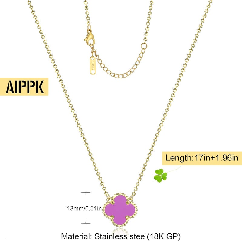 AIPPK Clover Pendant Necklace for Women 18K Gold Plated Four Leaf Clover Necklaces Lucky Simple Jewelry Gifts for Women - Image 2